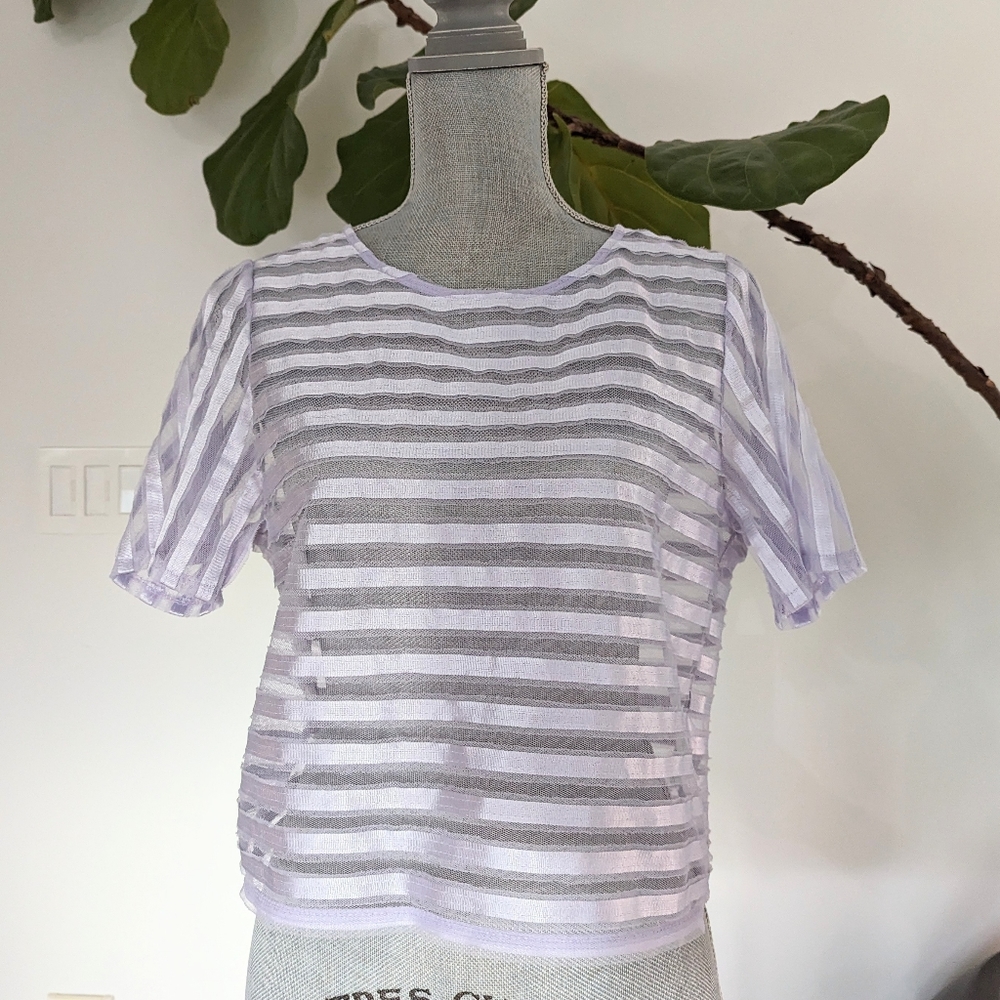 Topshop lilac sheer striped top